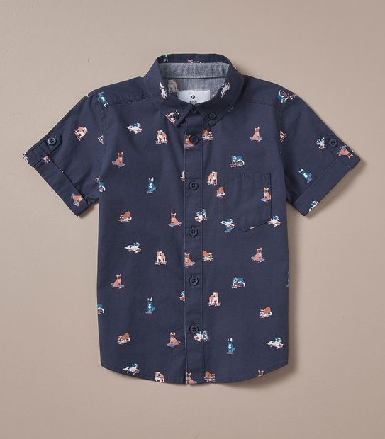 245165_06 SS SHIRT DOG AOP - NAVY