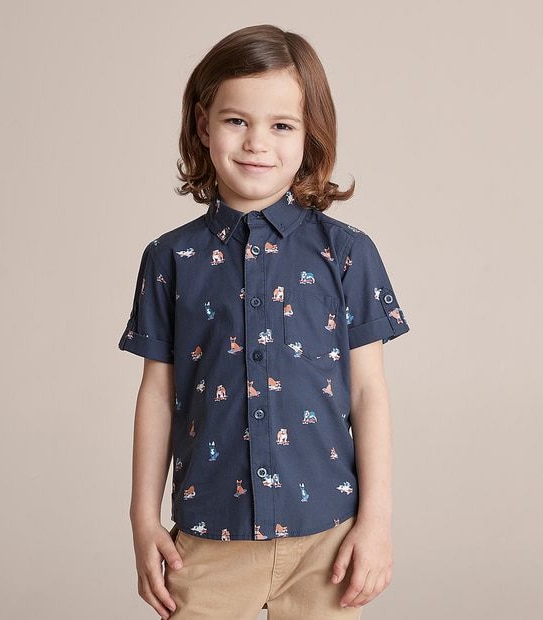 245165_06 SS SHIRT DOG AOP - NAVY