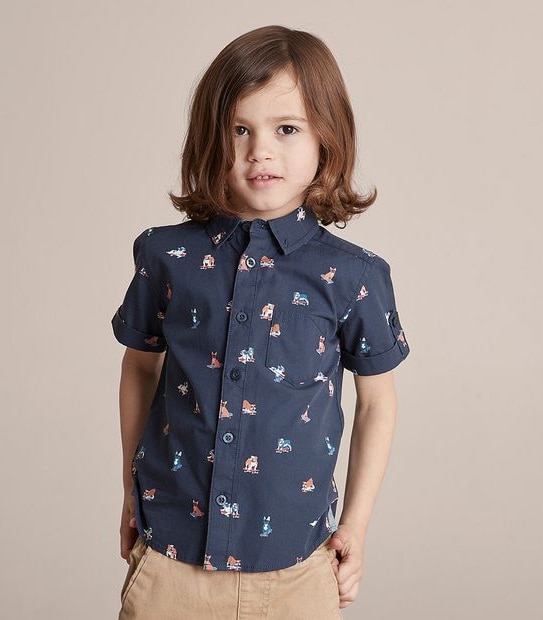 245165_06 SS SHIRT DOG AOP - NAVY