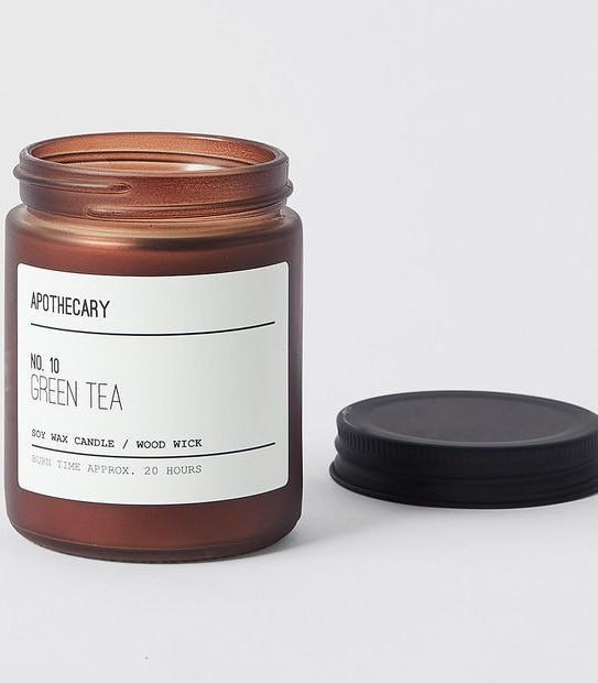 Apothecary Single Wood Wick Candle - Green Tea Leaf