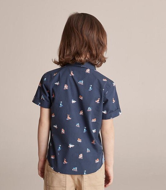 245165_06 SS SHIRT DOG AOP - NAVY