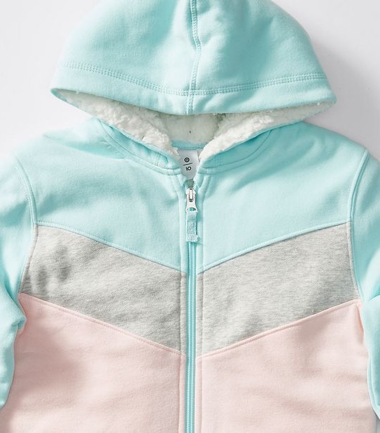Spliced Sherpa Zip Through Hoodie
