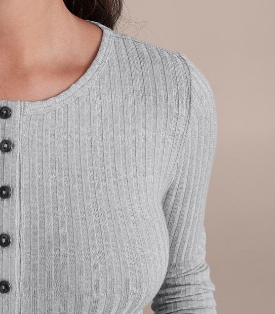 Dannii Minogue Petites Henley Knit Long Sleeve T-Shirt