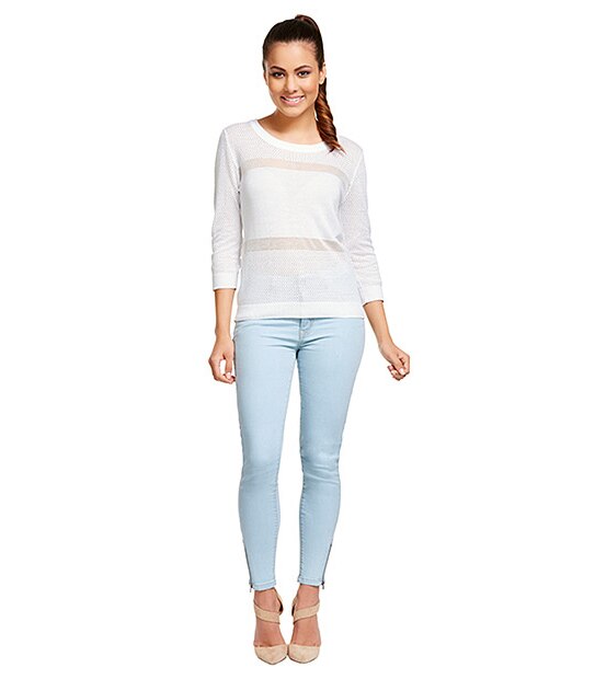 Dannii Minogue Petites Eyelet Jumper - White