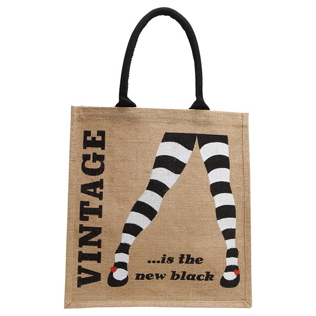 Woven Vintage Print Shopper Tote - Striped Woven Vintage Print Shopper Tote - Striped