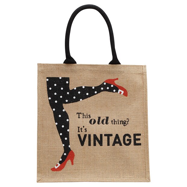 Woven Vintage Print Shopper Tote - Polka Dot Woven Vintage Print Shopper Tote - Polka Dot