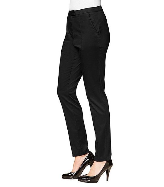 Slim Leg Sateen Pants - Black