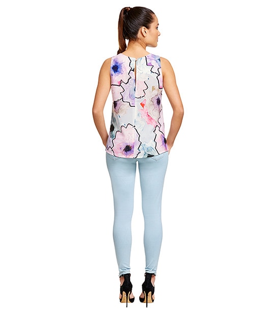 Dannii Minogue Petites Pleat Neck Tank - Floral