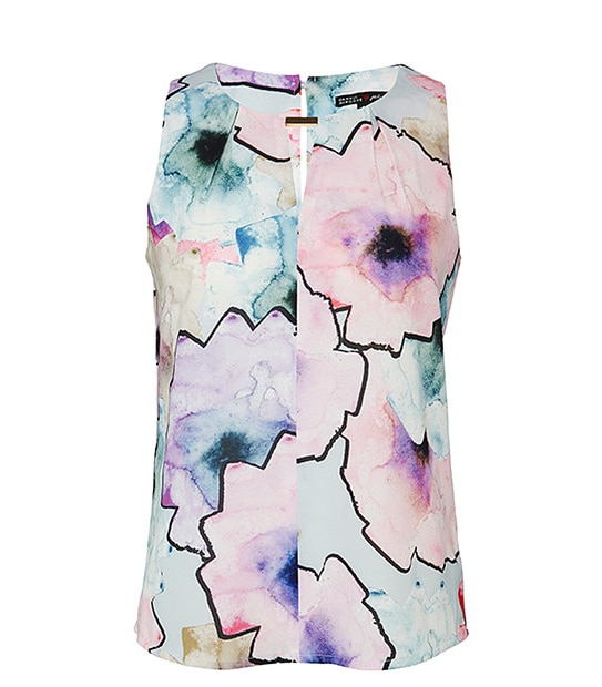 Dannii Minogue Petites Pleat Neck Tank - Floral