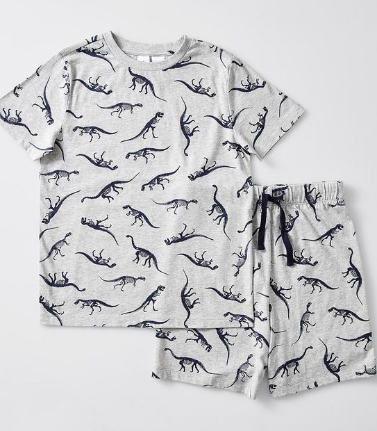 Dinosaur Knit Pyjama Set - Grey