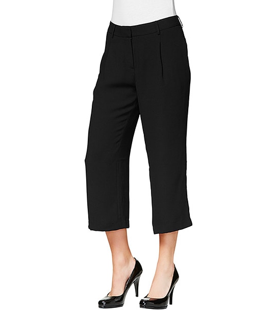 Wide Leg Crop Pants - Black