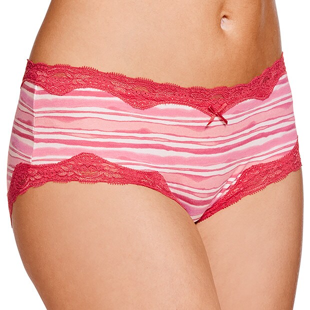 Lace Boyleg Briefs - Geranium Stripe Lace Boyleg Briefs - Geranium Stripe