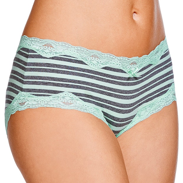 Lace Boyleg Briefs - Charcoal Stripe Lace Boyleg Briefs - Charcoal Stripe