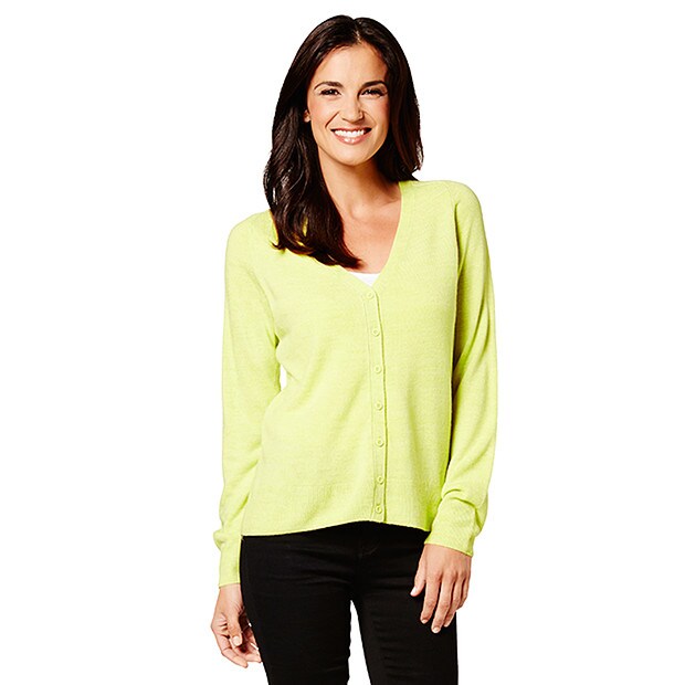 Cashmere Feel V-Neck Cardigan - Limeade Cashmere Feel V-Neck Cardigan - Limeade