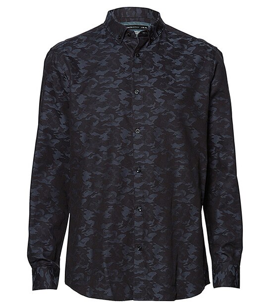 Jacquard Military Shirt - Black Camo
