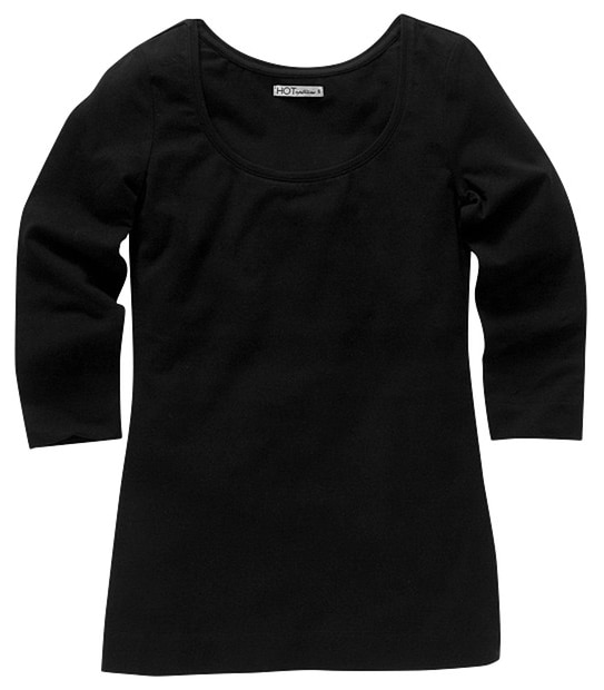 Hot Options 3/4 Scoop Neck Top - Black