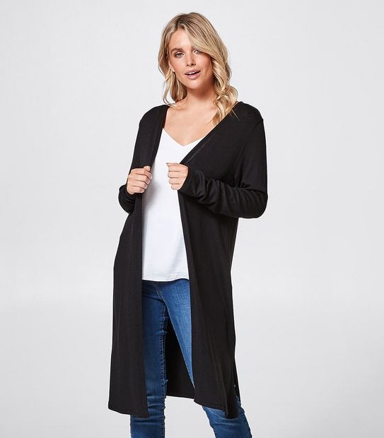 Lily Loves Cut and Sew Longline Cardigan - Black