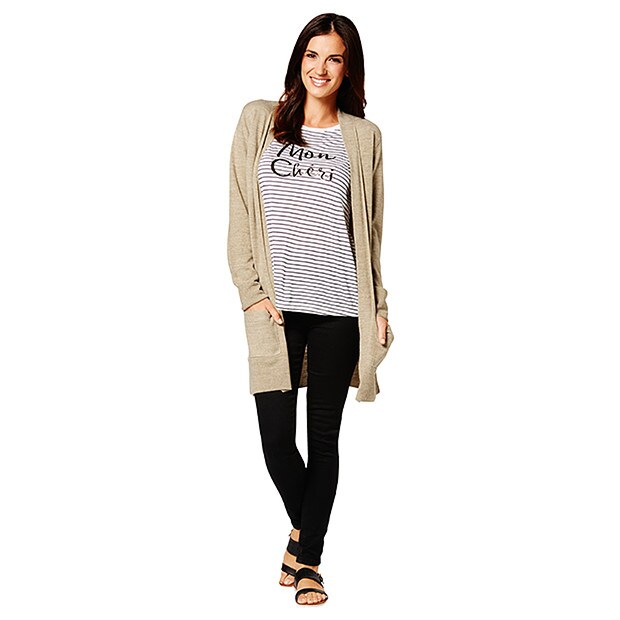 Cashmere Feel Cardigan - Taupe Cashmere Feel Cardigan - Taupe