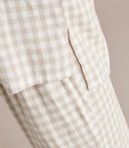 Linen Blend 7/8 Pant and Shirt Sleep Pyjama Set