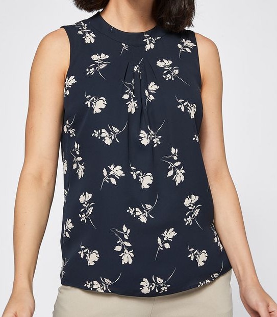 Preview Stand Collar Pleat Front Shell Top