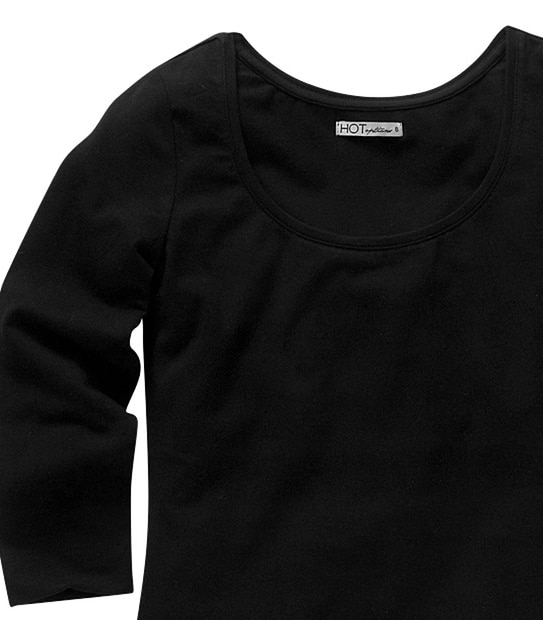 Hot Options 3/4 Scoop Neck Top - Black