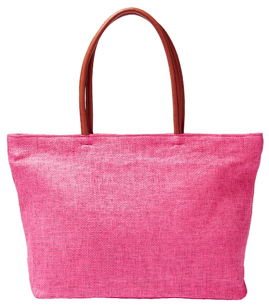 Paper Straw Beach Bag - Hot Pink 1 of 2