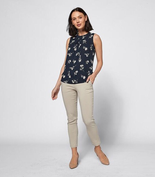 Preview Stand Collar Pleat Front Shell Top