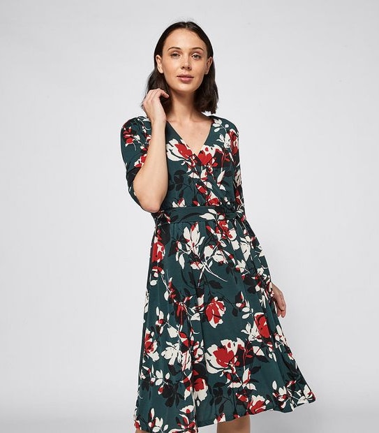 Preview 3/4 Sleeve Knit Wrap Dress