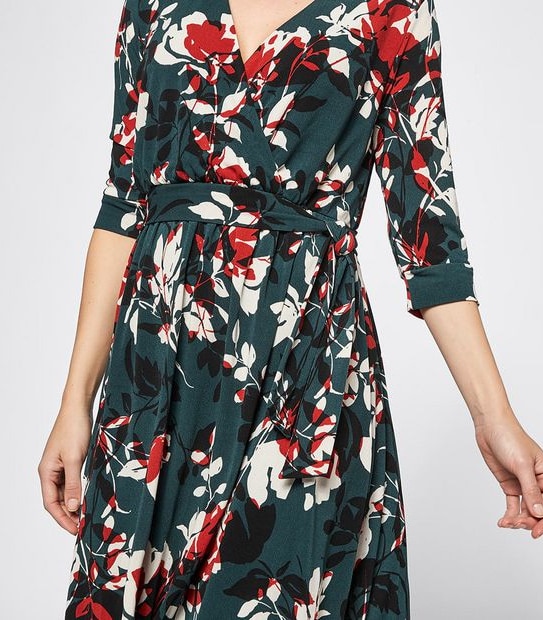 Preview 3/4 Sleeve Knit Wrap Dress