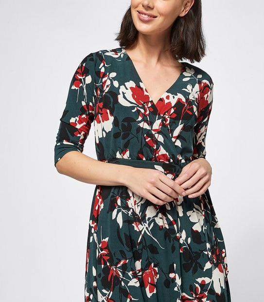 Preview 3/4 Sleeve Knit Wrap Dress