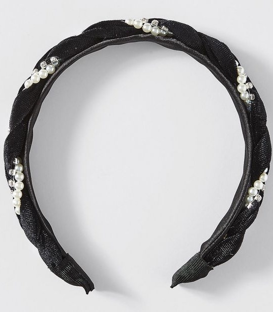 Alice Headband Pearl Black Velvet Black
