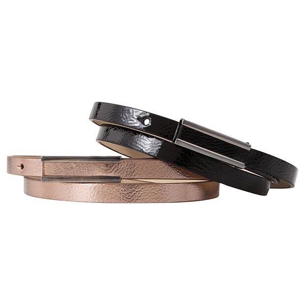 2 Skinny Belts With Slide Closure - Black & Gold 2 Skinny Belts With Slide Closure - Black & Gold