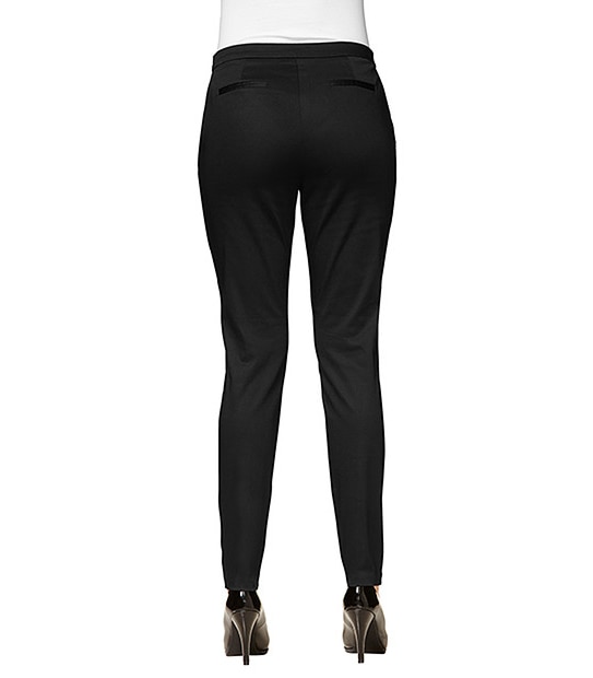 Slim Leg Sateen Pants - Black