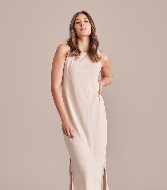 Linen Blend Knit Maxi Dress