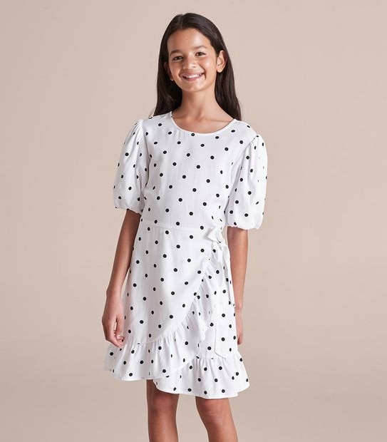 Linen Blend Wrap Front Dress