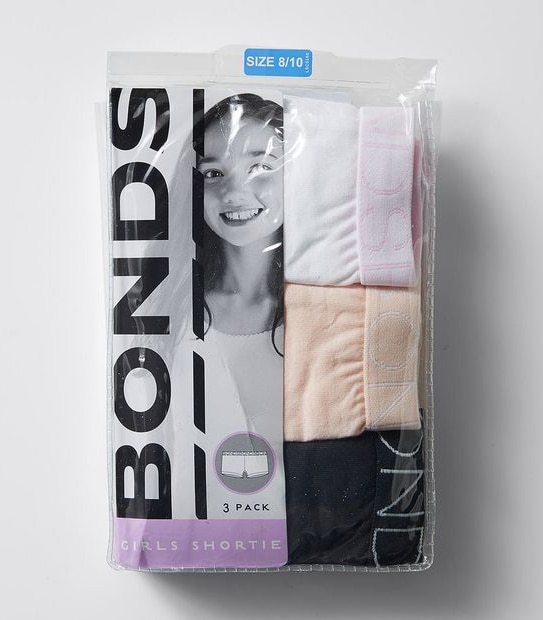 Bonds Older Girls 3 Pack Shorties - Multi