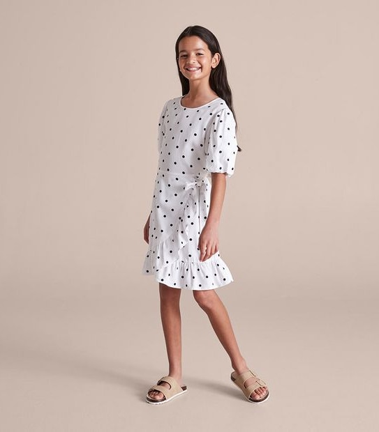 Linen Blend Wrap Front Dress