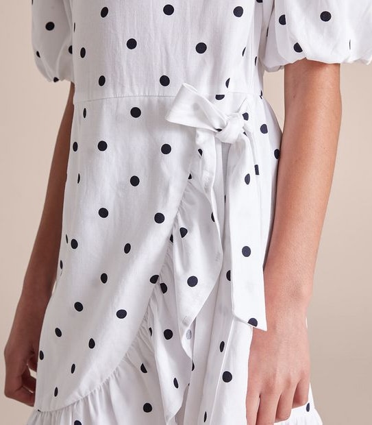 Linen Blend Wrap Front Dress