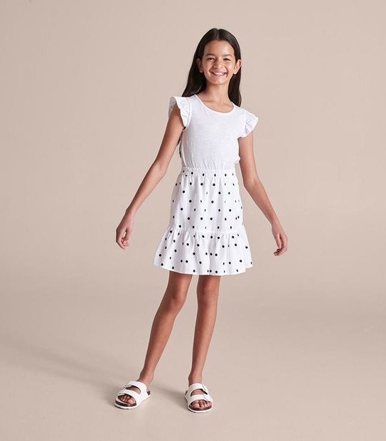 Linen Blend Tiered Skirt