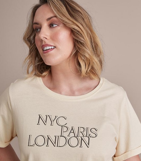Curve Crew Neck Print T-Shirt