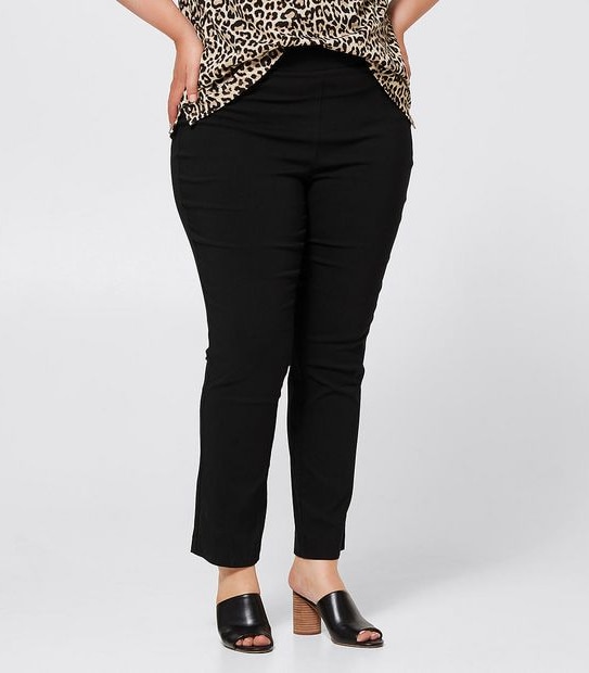 Belle Curve Straight Leg Bengaline Pants - Black