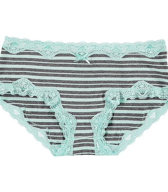 Lace Boyleg Briefs - Charcoal Stripe