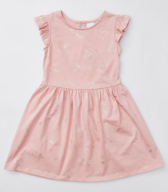 Short Sleeve Unicorn Dress - Pink 