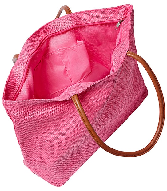 Paper Straw Beach Bag - Hot Pink 2 of 2