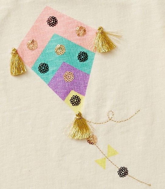 Long Sleeve Kite Print T-Shirt