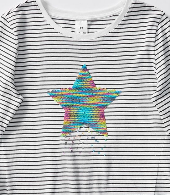 Star Reversible Sequin Long Sleeve Top