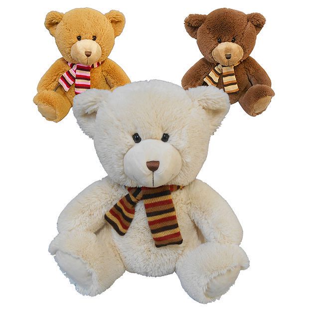 Bear With Knitted Stripe Scarf Assorted Bear With Knitted Stripe Scarf Assorted