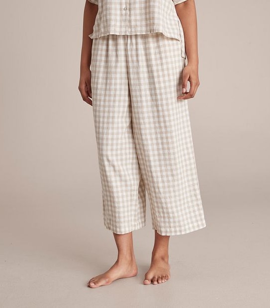 Linen Blend 7/8 Pant and Shirt Sleep Pyjama Set