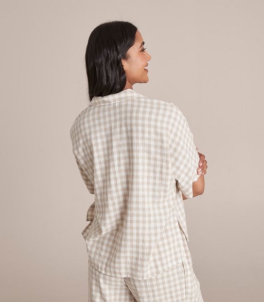 Linen Blend 7/8 Pant and Shirt Sleep Pyjama Set
