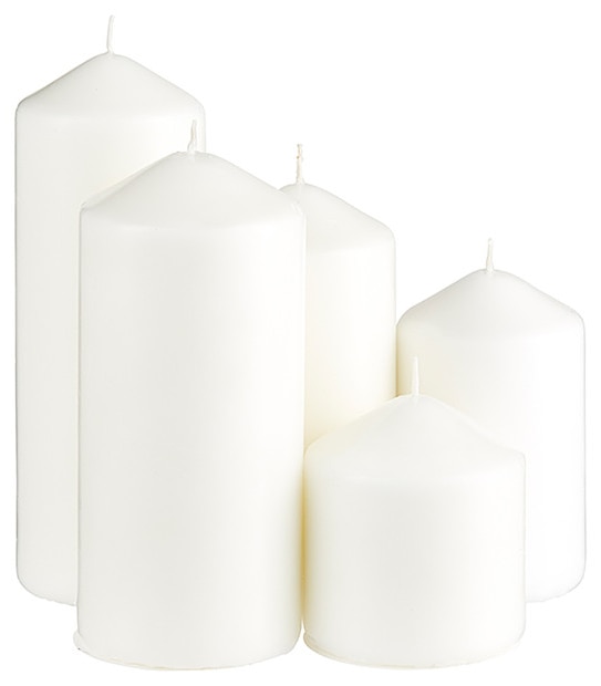 Set Of 5 Pillar Candles - White